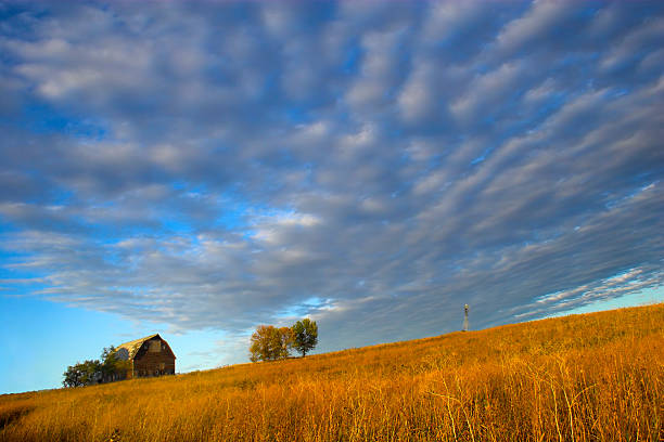 小さな丘の農場 - nebraska midwest usa small town america landscape ストックフォトと画像