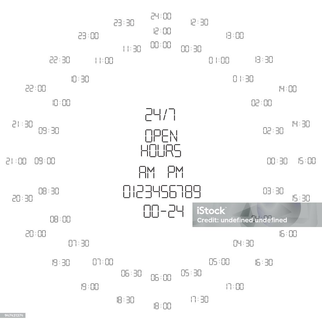 Virtual Clock With Numbers Digital Clock And Numbers Stock Illustration - Download Image Now ...
