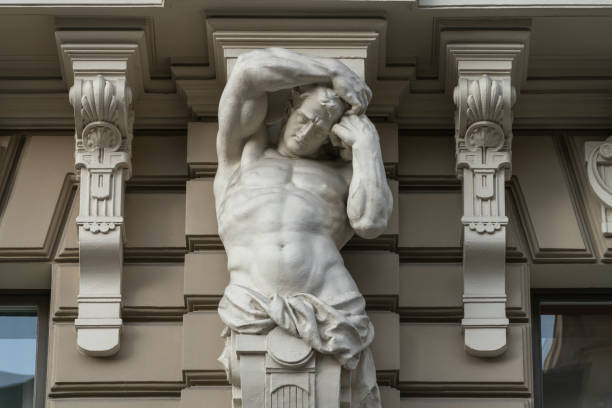 Art Nouveau (Jugendstil) style facade sculptures in Riga, Latvia