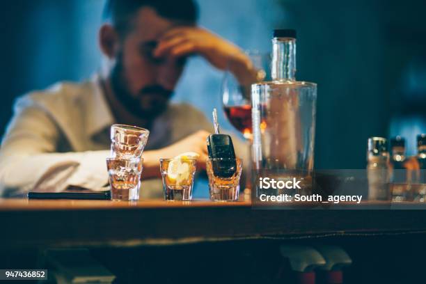 Drinking Alone Stock Photo - Download Image Now - Alcohol Abuse, Hangover, Drunk