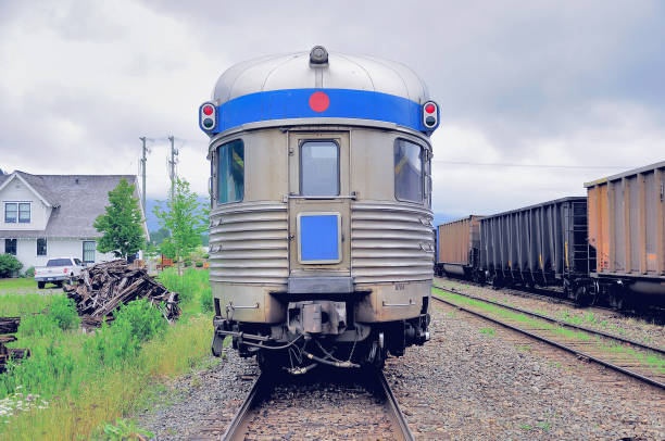 Passenger train from Prince Rupert to Prince George stands on the station. British Columbia. Canada.