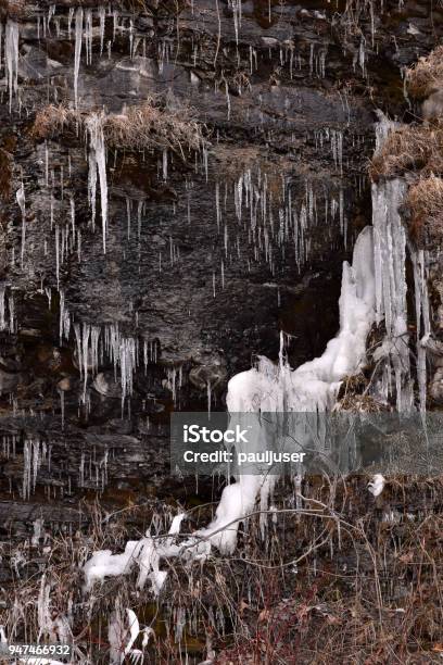Dripping Icicles On Shale Wall Stock Photo - Download Image Now - Beauty, Bright, Cold Temperature