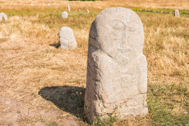 istock Historic grave stone, balbal, in Balasagun, silk road 947467330