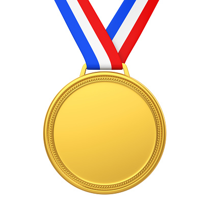 First Place Golden Medal isolated on white background. 3D render