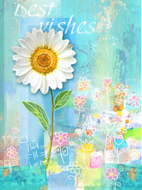 istock Postcard with chamomile. Congratulations card with beautiful spring flower. Can be used as greeting card, invitation for wedding, birthday and other holiday happening 947481962