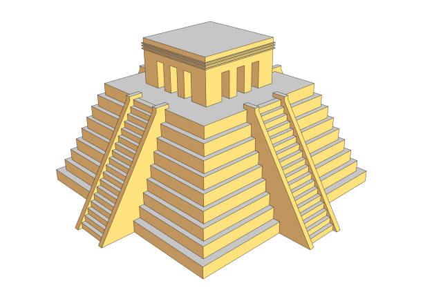 ilustrações, clipart, desenhos animados e ícones de com templo no topo da pirâmide astecas ou maias passos - chichen itza mayan mexico steps