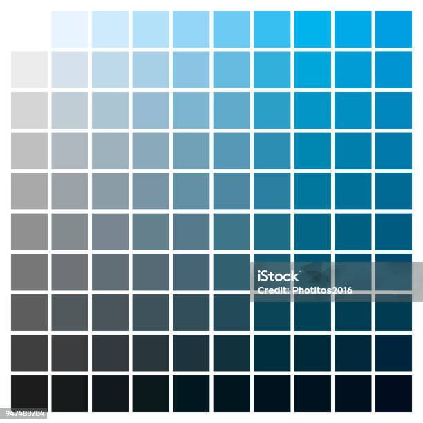 Color Chart Blue Cyan Print Production Color Guide Ink Catalog Stock  Illustration - Download Image Now - iStock