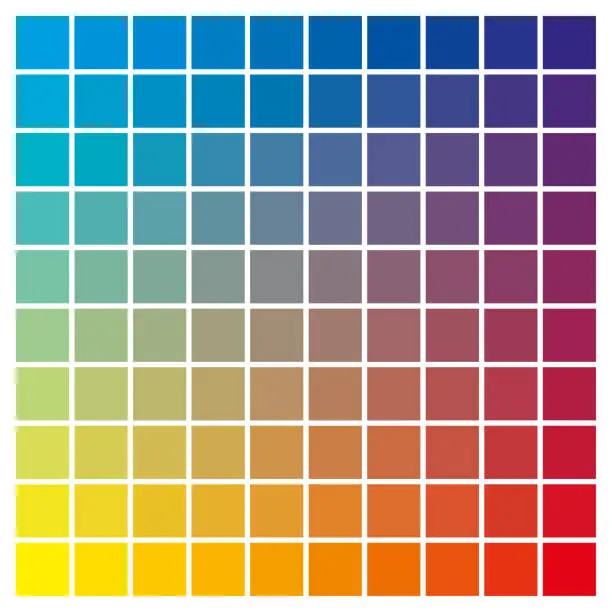 Vector illustration of Color chart cyan yellow magenta print production color guide tints catalog