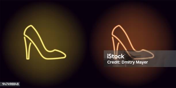 Neon Women Shoe In Yellow And Orange Color Stock Illustration - Download Image Now - Beauty, Bright, Business