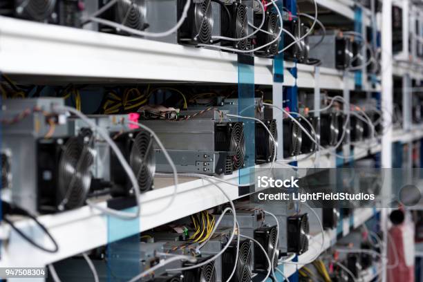 Closeup Shot Of Power Supply Units At Ethereum Mining Farm Stock Photo - Download Image Now