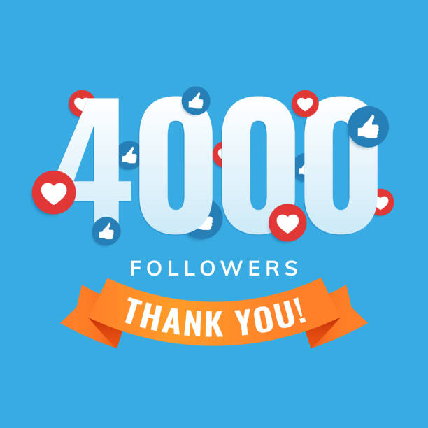 4000 followers, social sites post, greeting card vector art illustration
