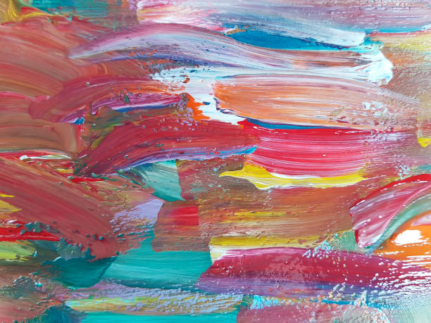 istock colored background, green red yellow blue acrylic paints, texture 947522194
