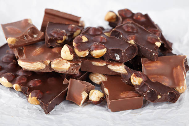 istock pieces of chocolate with nuts, close-up delicacy 947528688