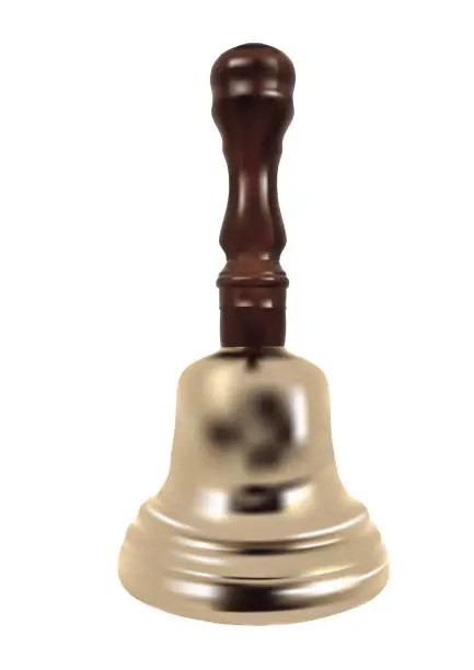 Vector illustration of ringing bell on white