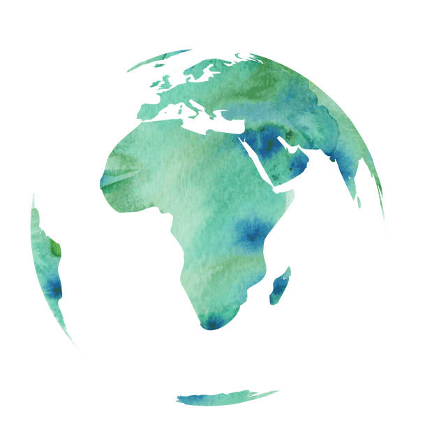 세계 세계 물 색상 스타일 - 아프리카 일러스트 stock illustrations