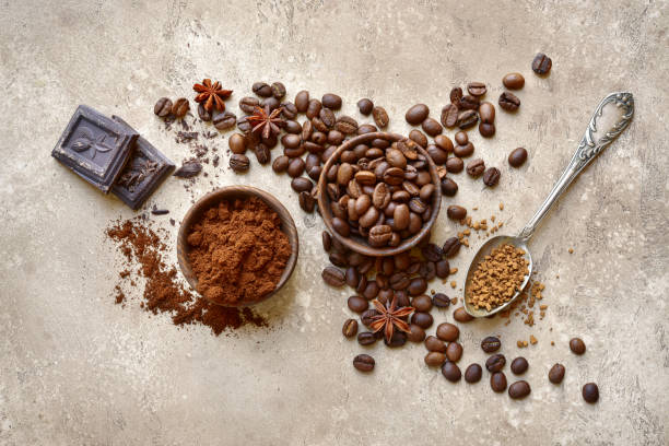 istock Ground coffee and coffee beans with spices 947564990