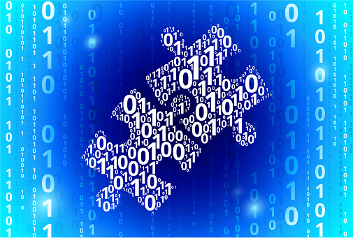 Jigsaw Binary Code Blue Vector Pattern Background Stock Illustration ...