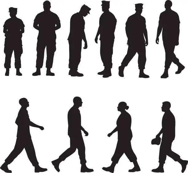Vector illustration of Marine Soldier Silhouettes 2