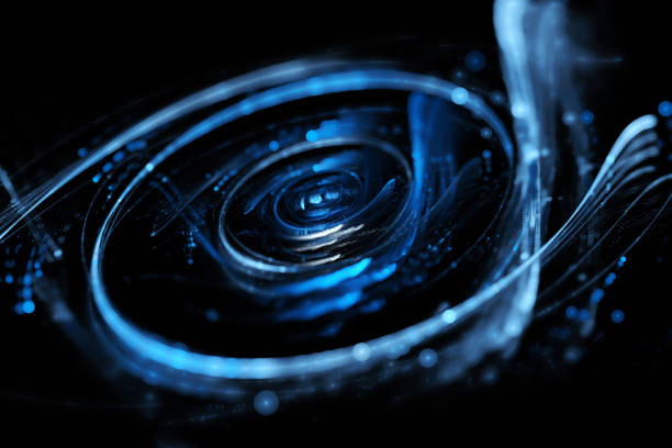 istock Abstract Fantasy Galaxy Black Hole Blue Shiny Swirl on Black Background 947597650