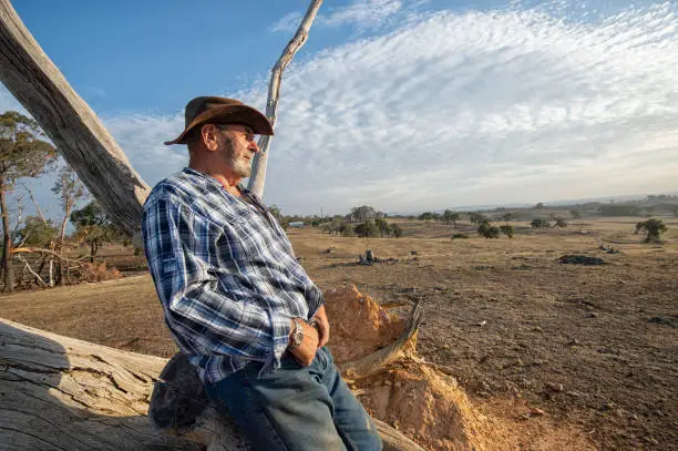 Photo of Australian Outback Farmer Overseeing Land