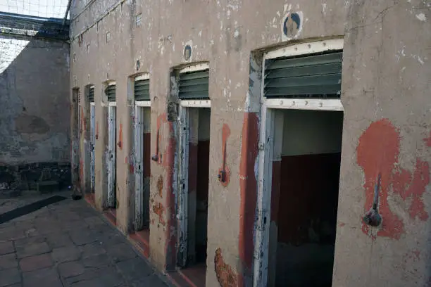 Abandoned isolation cells at Constitution Hall in Johannesburg, South Africa.
