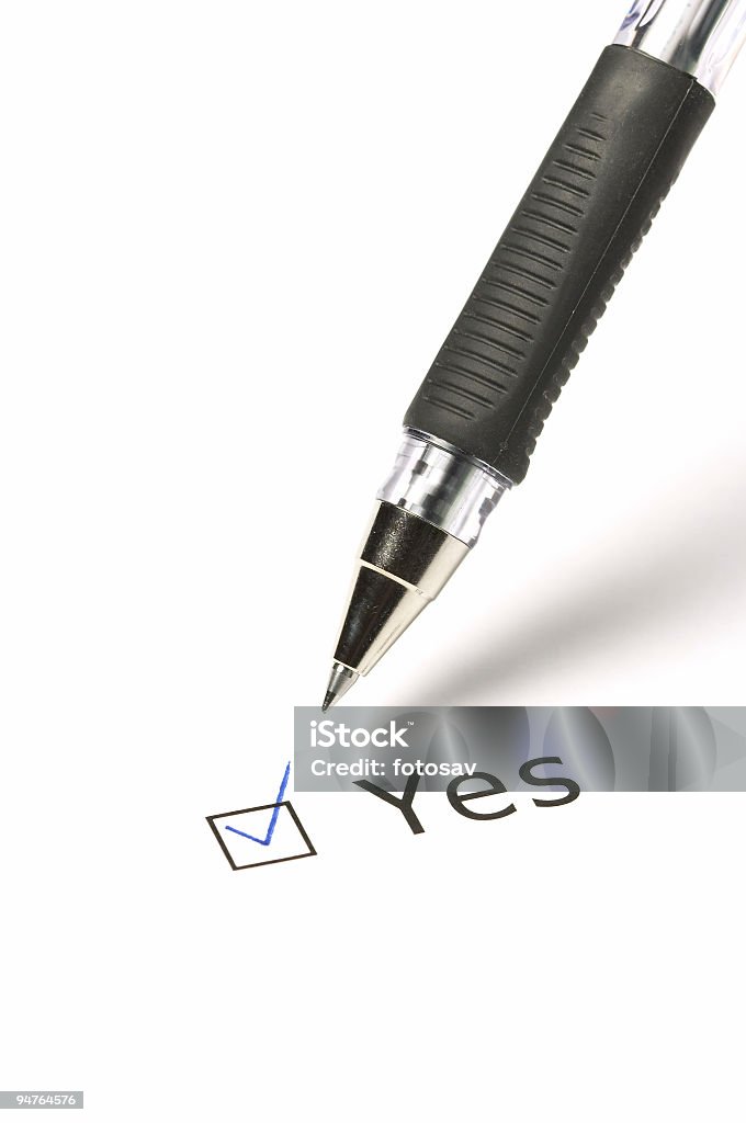 Wählen Sie Ja! - Lizenzfrei Häkchen - Schriftsymbol Stock-Foto