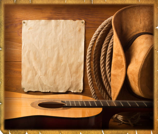 vaquero americano música de país - wild west wood west paper fotografías e imágenes de stock