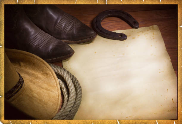 istock Rodeo cowboy background with western hat and lasso 947648592