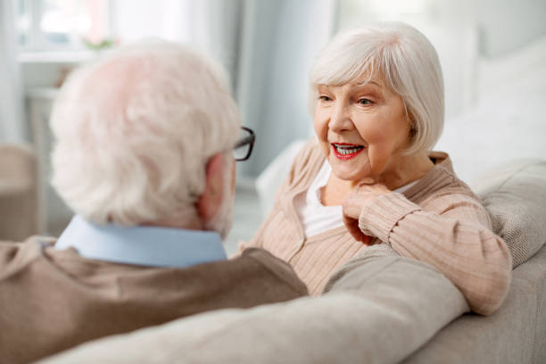 istock Nice elderly couple relaxing at home 947657084
