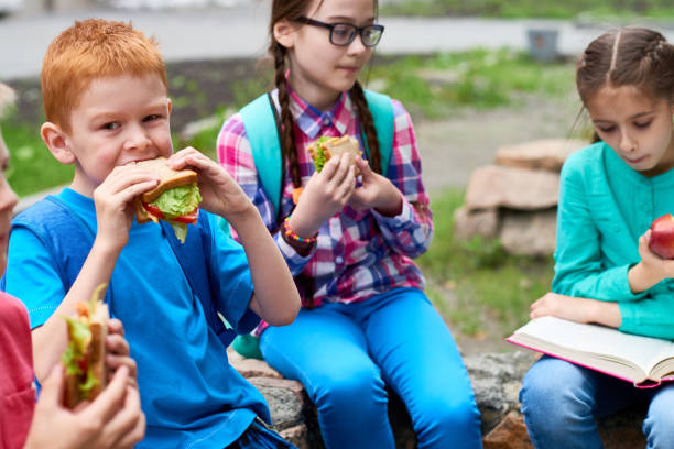 istock Outside lunch of pupils 947660516