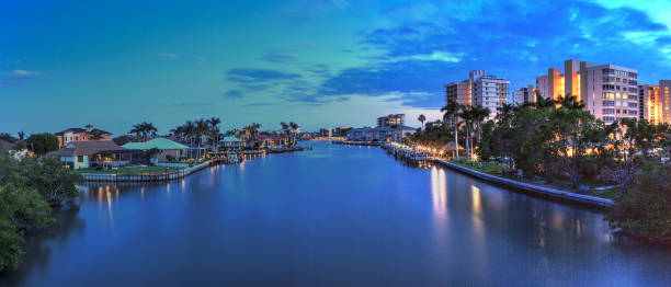 istock Night sky and clouds over the Vanderbilt Channel river 947666864