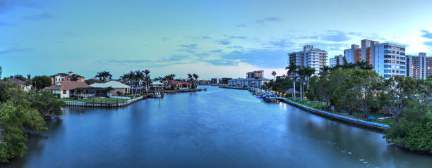 istock Night sky and clouds over the Vanderbilt Channel river 947666952