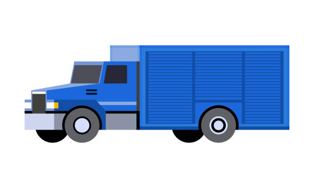 Soda truck icon Minimalistic icon bottle truck front side view. Panel box vehicle. Vector isolated illustration. water truck stock illustrations