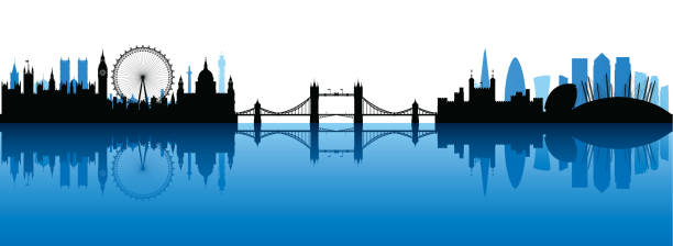 런던 (모든 건물은 완전 하 고 이동) - london england skyline silhouette built structure stock illustrations