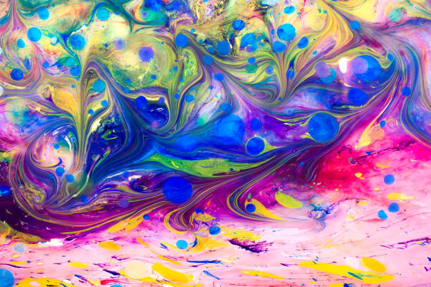 Traditional Ottoman Turkish marbling art patterns on colorful background