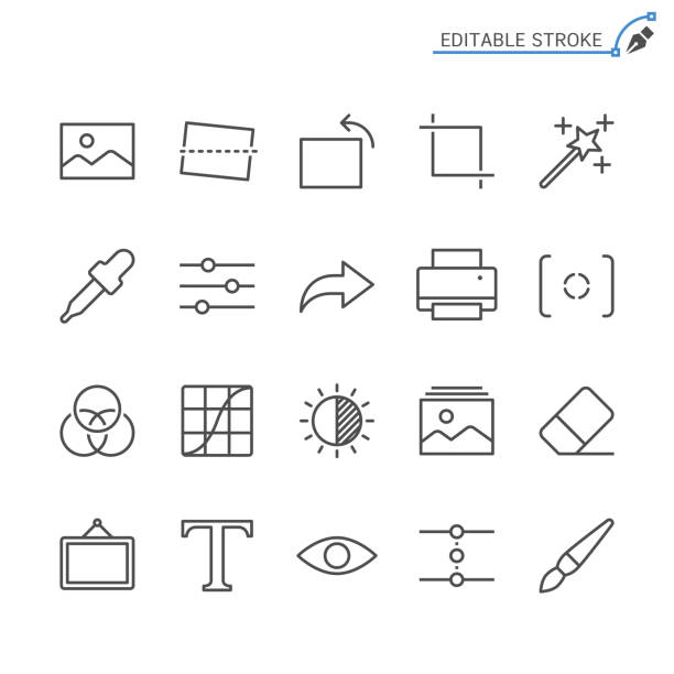 Photography line icons. Editable stroke. Pixel perfect. Simple vector line Icons. Editable stroke. Pixel perfect. digital single lens reflex camera stock illustrations