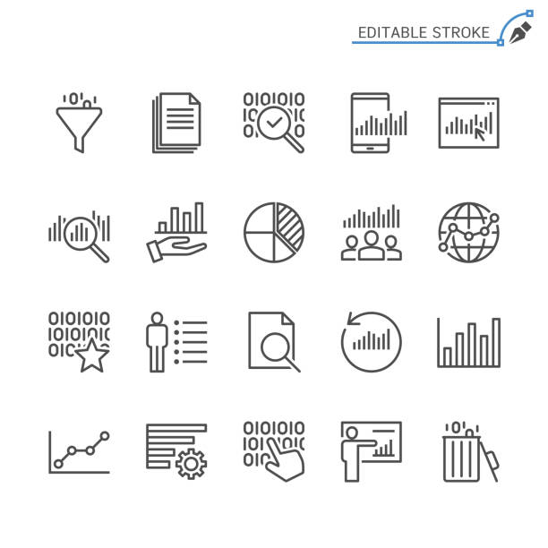 значки строки анализа данных. редактируемый штрих. пиксель совершенен. - filter tip stock illustrations
