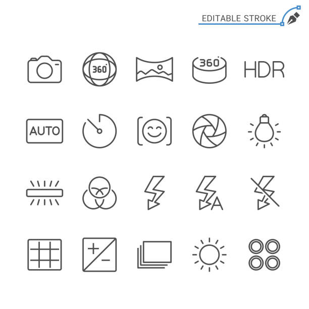 Photography line icons. Editable stroke. Pixel perfect. Simple vector line Icons. Editable stroke. Pixel perfect. wide angle stock illustrations