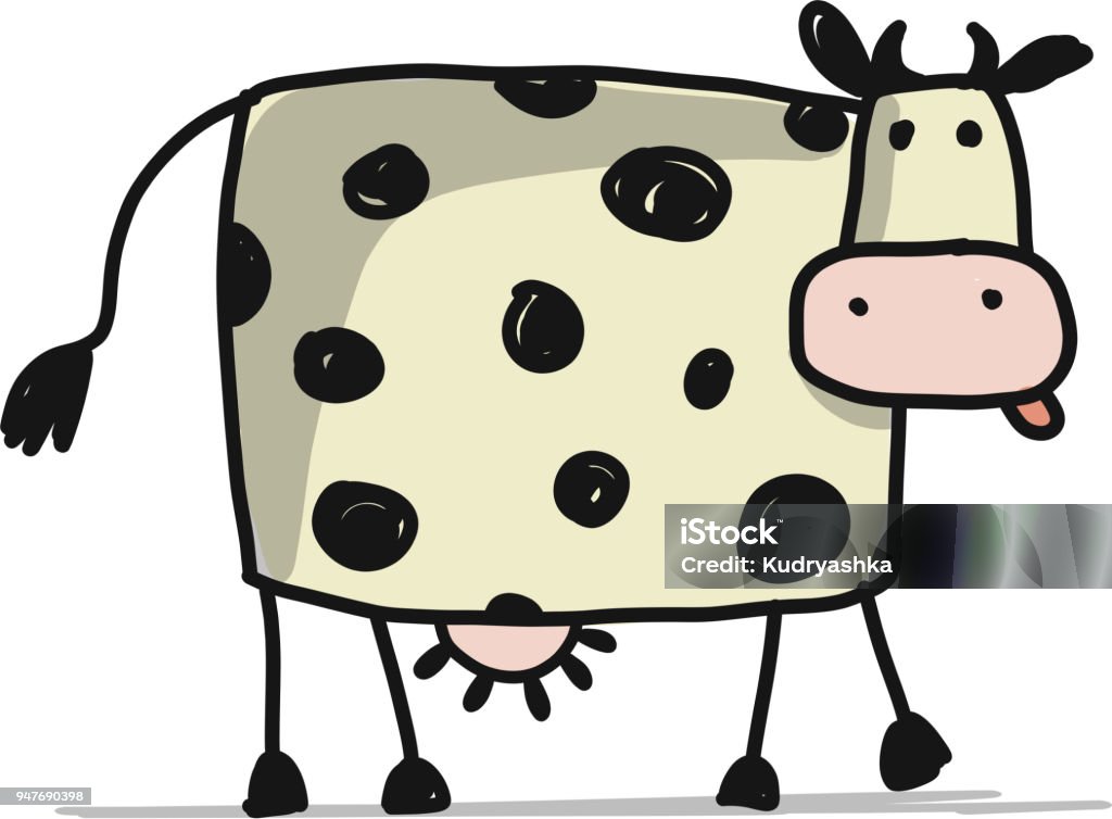Sapi Seketsa Sapi Lucu Sketsa Untuk Desain Anda Ilustrasi Stok - Unduh Gambar ...