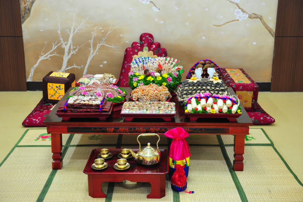 Korean traditional Pyebaek Table stock photo