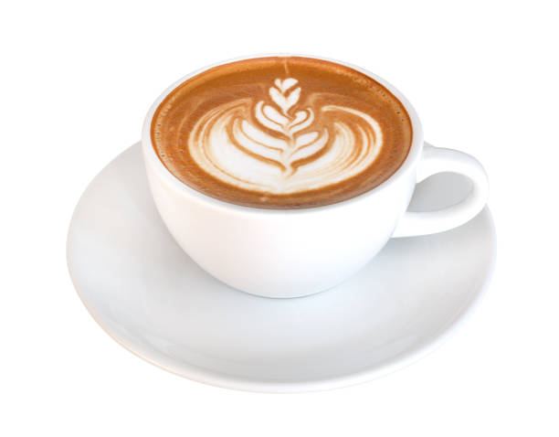 istock Hot coffee cappuccino latte art isolated on white background, clipping path included 947691166