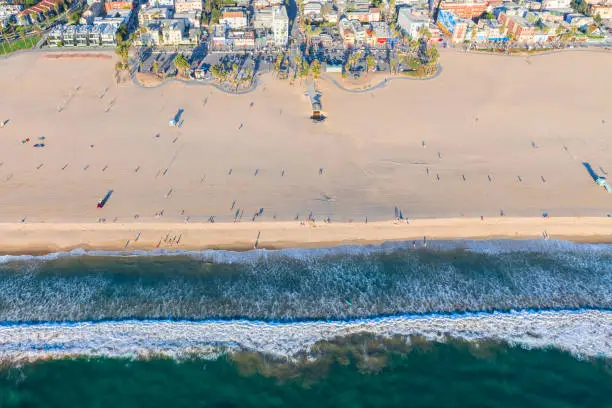 Aerial view looking straight down at Venice Beach