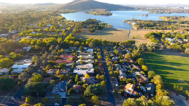 Suburb from above Aerial view of a typical Australian suburb canberra photos stock pictures, royalty-free photos & images