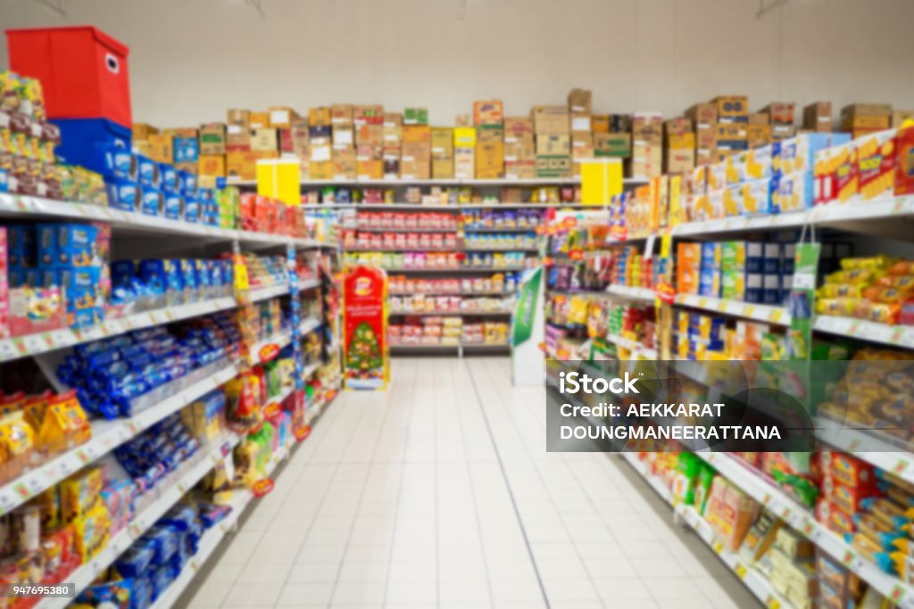 Abstrakte Unschärfe Supermarkt und Retail store in Shopping-Mall für den Hintergrund. - Lizenzfrei Supermarkt Stock-Foto