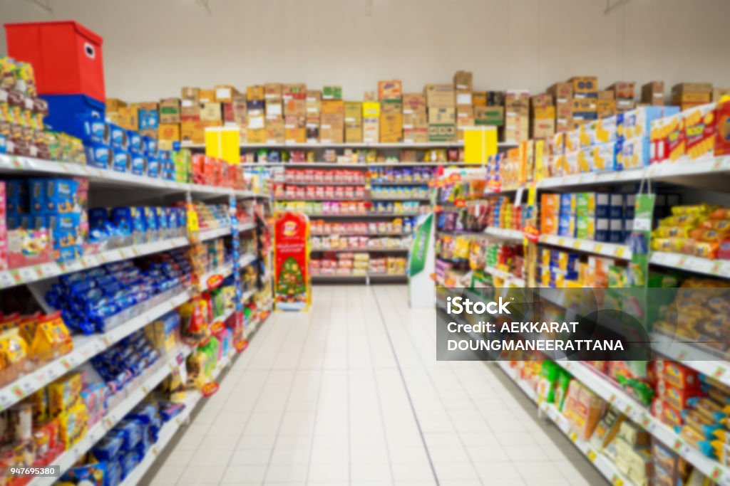 Abstract blur supermarket and retail store in shopping mall for background. Supermarket Stock Photo