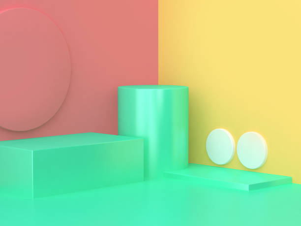 istock pink yellow green abstract corner minimal background 3d rendering 947695436