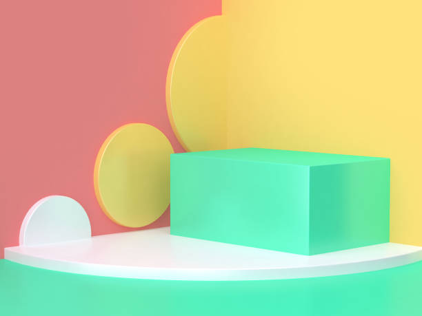 istock pink yellow green geometric scene abstract corner minimal background 3d rendering 947695444