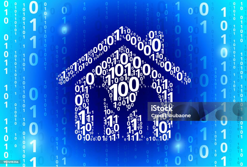 Binary Code Houses Home Family Binary Code Blue Vector Pattern Background Stock ...
