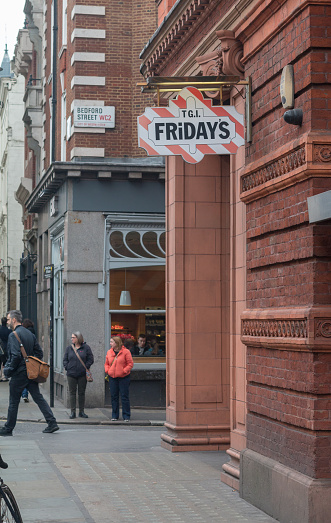 TGI Fridays in Bedford Street, London, with incidental people visible in the background