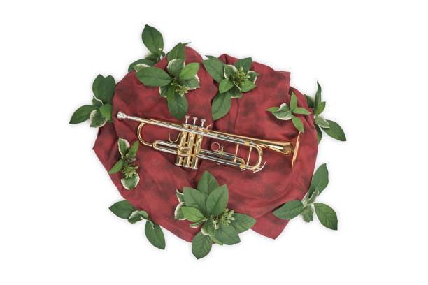 istock Trumpet with Red fabric and Leafs 947714820